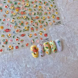 Naklejki naklejki 10szt Vintage kwiaty ogrodowe naklejki do paznokci nieregularny kolor wzór projekt dekoracji paznokcie DIY folia Manicure 230712