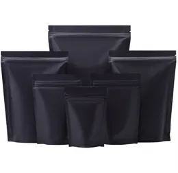 Commercio all'ingrosso di sacchetti con cerniera termosaldata Foglio di alluminio Mylar Tear Notch Matte Black Stand Up Bag JL1528