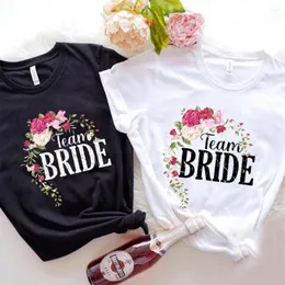 Camisetas femininas Team Brid para roupas femininas estampa floral chá de noiva despedida de solteira camiseta manga curta dama de honra tops Evjf