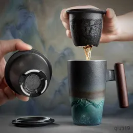 Кружки ручной работы керамический кофейный чай кружка Большой керамический ситеч