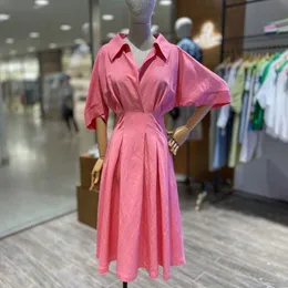 プラスサイズのドレスの女性ルーズシャツドレスデザイナー土星半袖ミディドレスシルク速乾性通気性婦人服