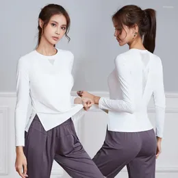 Chemises actives femmes maille Gym Yoga séchage rapide sport course T-shirt à manches longues en plein air Fitness entraînement entraînement Jogging vêtements de sport haut