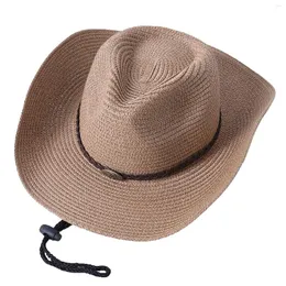 Chapeaux à large bord hommes chapeau de soleil été paille Cowboy pêche en plein air randonnée casquettes de plage respirant Anti Uv grands Gorras