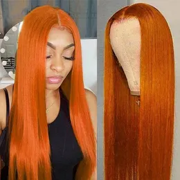 Ginger Wig Ombre Lace Front Wig 26inch Long Straight Colored Human Hair Wigs Brazilian Body Wave Glueless Transparent Lace Wigs