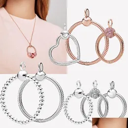 Pendenti La nuova sospensione in oro rosa con vermicite argento sterling 925 è adatta per la collana Pandora primitiva Ms. Gioielli con ciondoli fai da te D Dhgd4