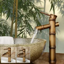 Krany kuchenne łazienka basen kran zabytkowy mosiądz bambusowy kształt kran brązowy wykończenie zlewozmywakowy Kanał Pojedynczy uchwyt gorący i zimny mikser wód kranu x0712