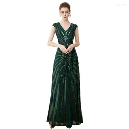 Abiti casual Estate Donna Anni '20 Vintage Green Sequin Deco Ispirato Abito lungo Ruggenti anni '20 Great Gatsby Fall Cloths Vestidos Plus Size