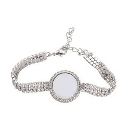 Braccialetti di sublimazione grezzi Braccialetti di base vuoti con vassoi per bracciale da donna con strass Snap Bling per fai da te