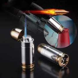 Creative Flashlight Lighter Metal Bullet Shaped Butane Windproof Lighters Men's Cigarette Cigar Carry Beer Bottle Opener Gadget AN95