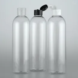 Förvaringsflaskor Transparent 400ML X 15 Tom kosmetisk plast med flip-top-lock Schampo Flytande Tvål Duschgel PET-förpackningsbehållare