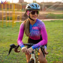 Yarış setleri MacAquinho Ciclismo feminino Kafiwomen'in Bisiklet Triatlon Uzun Kollu Spor Giyim Bulutları Yolu Dağ Bisikleti Sulma