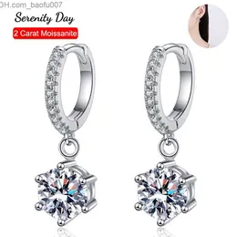 Charm Serenty Day Real 925 Sterling Silver Stud Plate Pt950 Classic Six Cl D Color 2 Carat Pair of Mosonite Pendant Earrings Jewelry Z230713