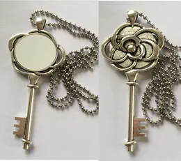 Chave de rosa em branco colares pingentes para sublimação retrô vintage colar antigo pingente para impressão de transferência térmica inteiro A9655818