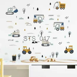 Other Decorative Stickers Hand Drawn Cute Cars Cargo Truck Wall Stickers Kids Room Cars Elements Baby Teen Room Wall Decals Playroom kindergarten Nursery x0712