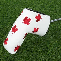 Andra golfprodukter 1 st PU Golfflagga Röd Lönnlöv Putter Cover Headcover Skyddsväska Golf Putter Head Covers För Golf Blade Club Head 230712