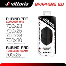 Bike Tires Vittoria RUBINO PRO Road Tire 70025/28 Graphene 2.0 Tubeless/Clincher Folding Tires 150TPI For 700X28C Road Bicycle Competition HKD230712
