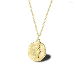 Chains Stainless Steel Round Ancient Roman Unique Portrait Medal Pendant Necklace Jewelry Gift For Women