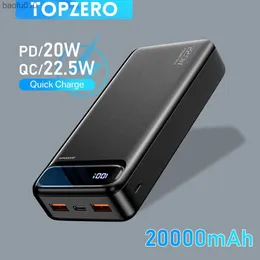 Power Bank 20000 мАч -портативная внешняя батарея быстрого зарядки USB Type C PD 20W PowerBank 20000 мАч для iPhone 13 Xiaomi Poverbank L230712