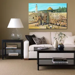 Jewish Canvas Artwork Old City of Jerusalem Handmade Abstract Art Oil Painting Modern Home Decor