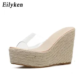 Sandals Eilyken 2023 Summer Fashion PVC Jelly Wedges Platform Women S Slippers أحذية غير رسمية الحجم 34 40 230711