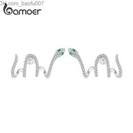 Charm Bamoer 925 Sterling Silver Sink Stud أقراط متعددة الطبقات الأقطاب Pave Zircon مجموعة تصميم فريدة من نوعها مجوهرات Yie224 Z230712