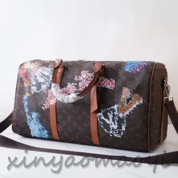 Reisehandtasche mit großer Kapazität, Unisex, für Jungen und Mädchen, modischer Reiserucksack, klassisches Muster, Cartoon-Druck