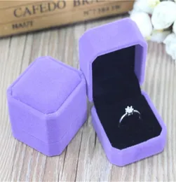 Inteiro 12pcslot 5554cm Fashion Octagonal Purple Velvet Jewelry Ring Box Packaging Brinco Display Wedding Gift Box6403405