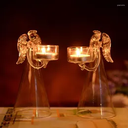 キャンドルホルダー Candelabro パラ Velas クリアガラスホルダー結婚式の装飾バーパーティーリビングルーム祈り天使 Holde