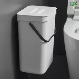 Waste Bins Wall mounted kitchen trash bin bathroom trash bin dustproof bin with lid Nodic style hanging toilet bin trash bin 3/5/7/12L 230711