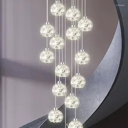 シャンデリア AiPaiTe モダン LED クリスタルシャンデリアホーム階段ロフトダイニングルームリビング高さ調節可能