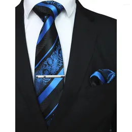 Gravatas borboleta Ricnais Design 8 cm Fliral Conjunto de gravata Roxo Vermelho Listrado Seda Bolso Quadrado Gravata E Conjuntos de Clipes Para Homens Negócios Casamento