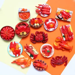 Kylskåpsmagneter Kreativ personlighet 3D hummer krabba söt mat magnetisk kylskåp kylskåp magnet klistermärke rum heminredning samling present 230711