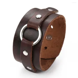 Charm Bracelets 2023 Fashion Jewelry Vintage Handmade Wide Leather Bracelet Men Cuff Genuine Pulsera Hombre