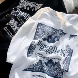 Męskie koszulki bawełniane orzechy nerkowca kwiat wysokiej klasy uczucie Tshirt luźna ulica hip hop para koszulka z krótkim rękawem mężczyźni i kobiety lato 230712