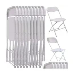 Inne świąteczne zaopatrzenie firm Zestaw 4 plastikowych krzeseł składanych Krzesło weselne Biały komercyjny do użytku w ogrodzie domowym Dostawa z dostawą Dhbne