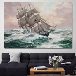 Gemälde Retro Boot Leinwand Malerei Abstrakte Schiff Seascape Poster Landschaft Segelboot Wandbilder Für Wohnzimmer Wohnkultur Caudros
