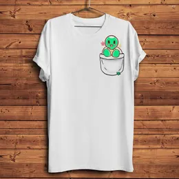 Erkek Tişörtleri Sevimli Kaplumbağa Cepinde Komik 3d Baskı Tshirt Erkekler Yaz Beyaz Beyaz Gündelik Kısa Kollu Unisex Street Giyim Gömlek