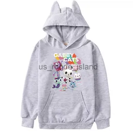 Jackor hoodies hösten söt gabbys docka hus tecknad kawaii barn hooded hoodies baby pojkar flickor bomulls tröjor barn pullover kläder l23121