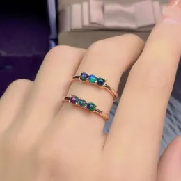 Cluster Rings Dazzling Opal Silver Ring For Engagement 3 Mm 3mm Natural Solid 925 Jewelry Gift Lady