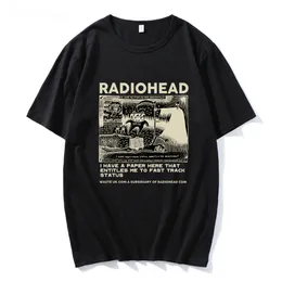 Męskie koszulki Radiohead T Shirt męskie klasyczne koszulki trasa po ameryce północnej Rock Boy Hip Hop Unisex 100% bawełna topy typu oversize 230712