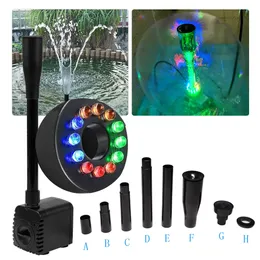 Aquariums Lighting 15W UltraQuiet Submersible Water Pump With 12 LED Lights Aquarium Fountain Filter Fish Tank Pond D30 230711