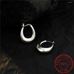 Kolczyki Hoop oryginalne 925 Sterling Silver geometryczne proste gładkie dla kobiet koreański wesele biżuteria prezent kobieta Pendientes