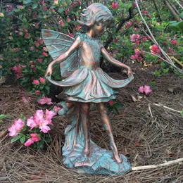 Dekoracje ogrodowe 165 "H Emily Flower Fairy In Bronze Patina Home Patio Duża statua 230711