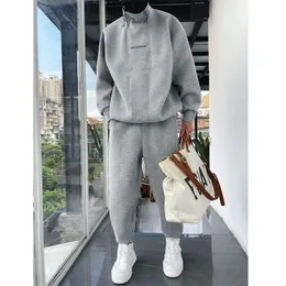 Мужские спортивные костюмы Men Men 2 Piece Set Hip Hop Sports Wear Fashion Clothing Solid Color Sweet -Cust Пробежающий костюм бег одежда 230711