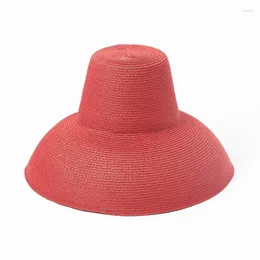 Wide Brim Hats Retro High Top Big Stage Catwalk Concave Shading Sun Beach Grass Cap Sombreros Mujer Verano