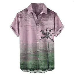 Camisas casuais masculinas Camisa luxuosa Estampa havaiana Manga curta Lapela Bolso Blusas Roupas vintage Camisa Hawaiana Hombre