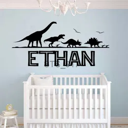 Other Decorative Stickers Personalized Name Custom Wall Decal Jurassic Park Dinosaur Vinyl Stickers for Boys Bedroom Decoration Art Fashion Poster CL01 x0712