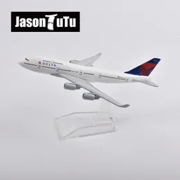 Aircraft Modle JASON TUTU 16cm Delta Air Boeing 747 Airplane Model Plane Model Aircraft Diecast Metal 1/400 Scale Planes Drop 230712