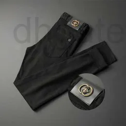 Men's Jeans Designer Black Autumn Winter Stretch Small Straight Fashion Brand Little Bee Pants DJOY