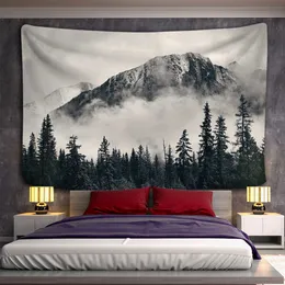 Tapestries Mountains Tapestry Starry Sky Wall Hanging Star Stars Leaf Village Dorm Decor Blanket 130Cm Woven Personalized